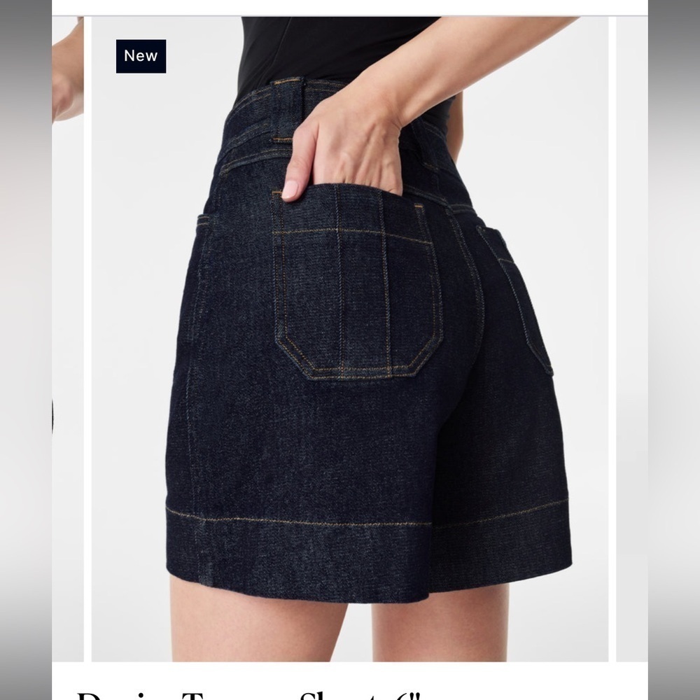 Spanx Denim Trouser Short, 6" COLOR: RAW INDIGO XS NWT - Picture 2 of 5